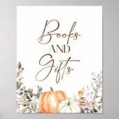 書籍とギフトカボチャ秋秋赤ちゃんシャワー ポスター (正面)
