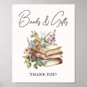 書籍とギフトサイン |本テーマベビーシャワーポスター ポスター (正面)