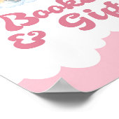 書籍とギフトピンク象の女の子赤ちゃんシャワーのサイン ポスター (角)