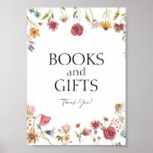 書籍とギフトフローラ赤ちゃんシャワーのサイン ポスター (正面)