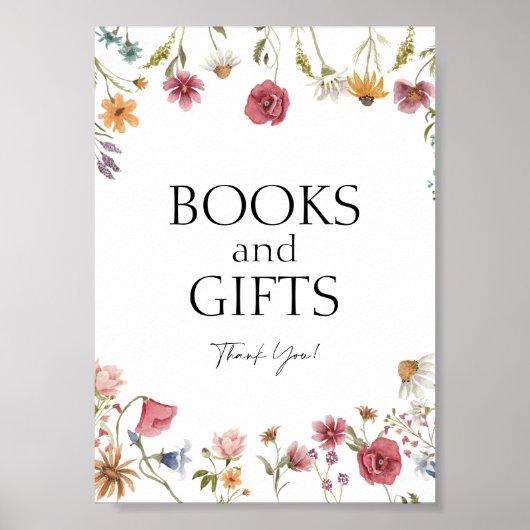書籍とギフトフローラ赤ちゃんシャワーのサイン ポスター (正面)