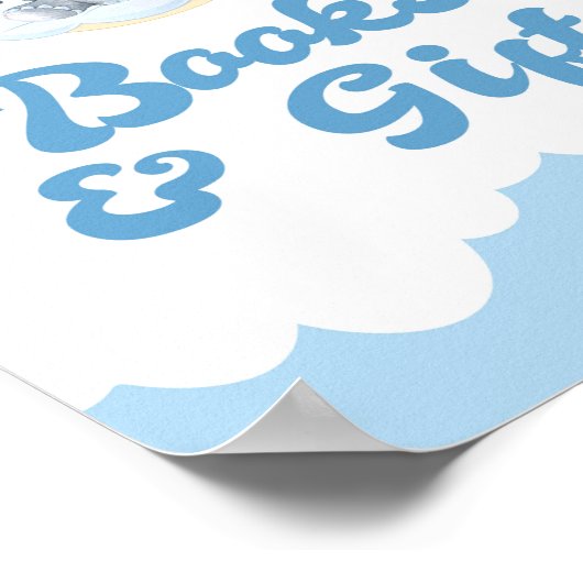 書籍とギフトブルーエレファントボーイ赤ちゃんシャワーのサイン ポスター (角)