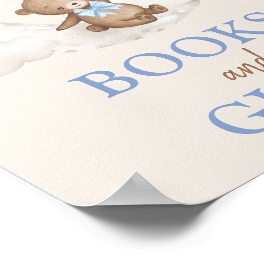 書籍とギフトムーンテディベアブルーブラウン風船 ポスター (角)