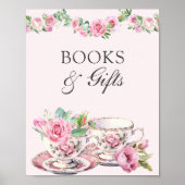 書籍とギフトヴィンテージティーカップピンク赤ちゃんシャワー ポスター (正面)