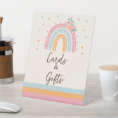 書籍とギフト虹の赤ちゃんシャワーピンク台座 台座サイン (インサイチュ)