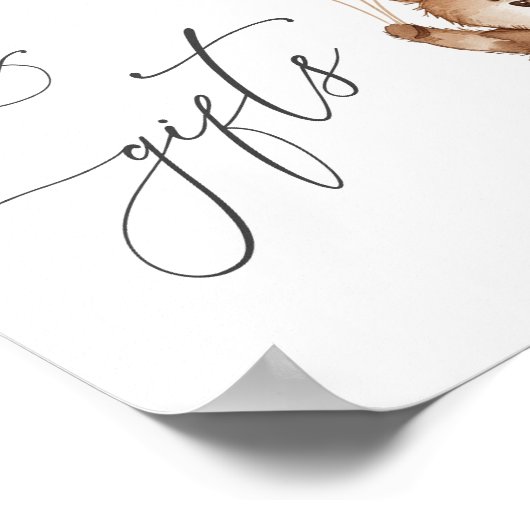 書籍とギフト青テディベア赤ちゃんシャワーのサイン ポスター (角)