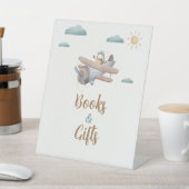 書籍とギフト飛行機ベビーシャワー旅行者 台座サイン (インサイチュ)