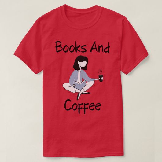書籍とコーヒーガール Tシャツ (デザイン正面)