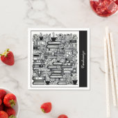 書籍とコーヒードードルコラージュ スタンダードカクテルナプキン (インサイチュ)