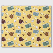 書籍とコーヒー包装紙 ラッピングペーパー (フラット)