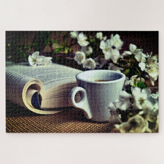 書籍とコーヒー ジグソーパズル (横)