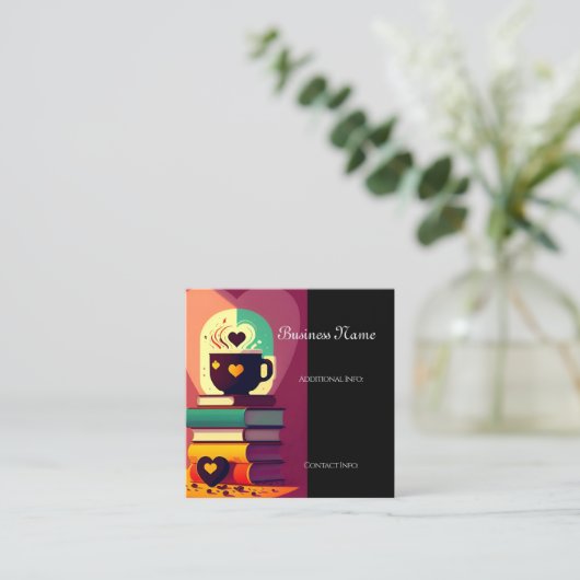 書籍とコーヒー スクエア名刺 (スタンド正面)