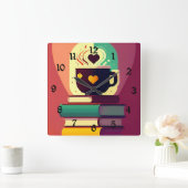 書籍とコーヒー スクエア壁時計 (ホーム)