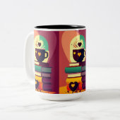 書籍とコーヒー ツートーンマグカップ (正面左)