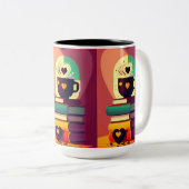 書籍とコーヒー ツートーンマグカップ (正面右)