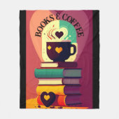 書籍とコーヒー フリースブランケット (正面)