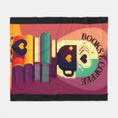 書籍とコーヒー フリースブランケット (正面(横))