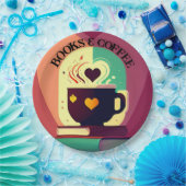 書籍とコーヒー ペーパープレート (パーティー)