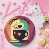 書籍とコーヒー ペーパープレート (パーティー)