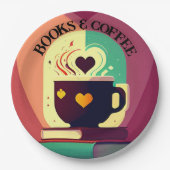 書籍とコーヒー ペーパープレート (正面)
