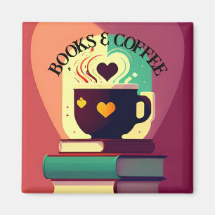 書籍とコーヒー マグネット