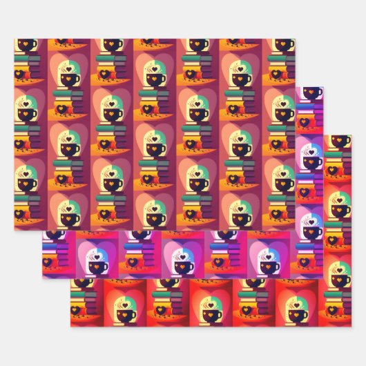 書籍とコーヒー ラッピングペーパーシート (セット)