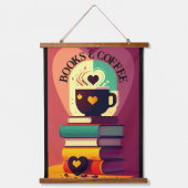 書籍とコーヒー 吊り下げ型タペストリー (正面)