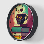 書籍とコーヒー 壁時計 (傾斜)