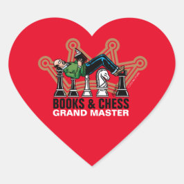 書籍とチェスのグランドマスター ハートシール