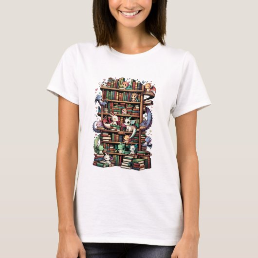 書籍とドラゴン Tシャツ (正面)