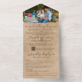 書籍とバラ水彩写真の追加素朴結婚色 オールインワン招待状 (内側)