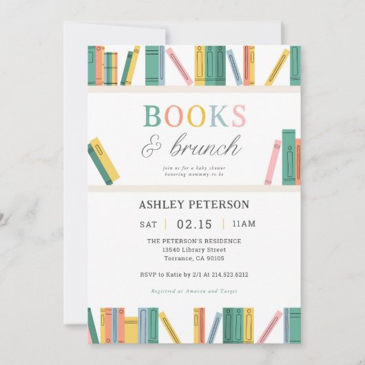 書籍とブランチ語り本ベビーシャワー 招待状 (正面)