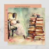 書籍とベビー:文学のお祝い、赤ちゃんシャワー 招待状 (正面/裏面)