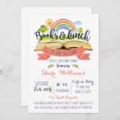 書籍とランチベビーシャワー招待状 招待状 (正面/裏面)