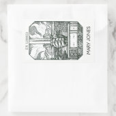 書籍と剣の蔵書票 長方形シール (バッグ)