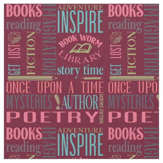 書籍と図書館サブウェイアート ファブリック (クローズアップ)