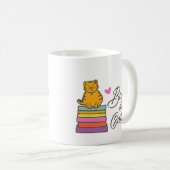 書籍と猫のマグカップ コーヒーマグカップ (正面右)