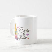 書籍と猫のマグカップ コーヒーマグカップ (正面左)
