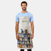 書籍と猫好きハイゲ誕生日退職 エプロン (着用した状態)