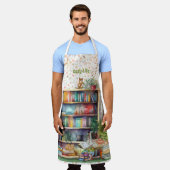 書籍と猫好きハイゲ誕生日退職 エプロン (着用した状態)