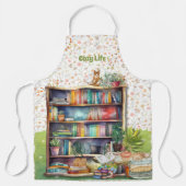 書籍と猫好きハイゲ誕生日退職 エプロン (正面)