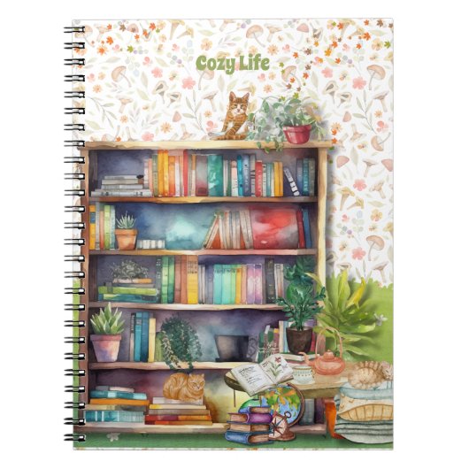 書籍と猫好きハイゲ誕生日退職 ノートブック (正面)