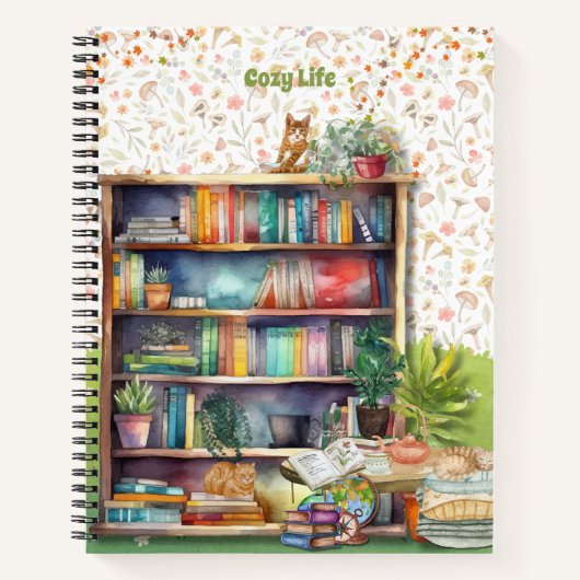 書籍と猫好きハイゲ誕生日退職 ノートブック (正面)