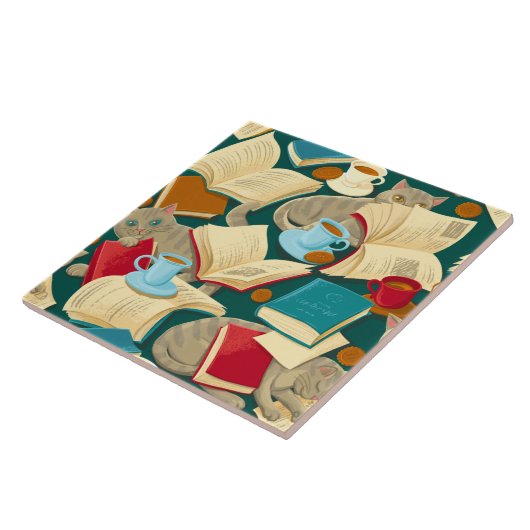 書籍と猫 タイル (側面)