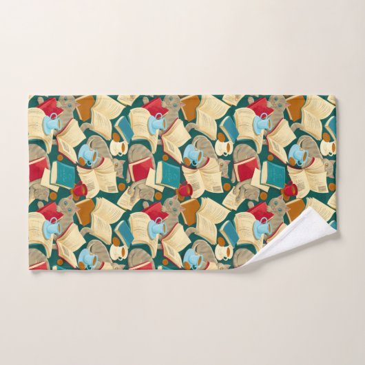 書籍と猫 ハンドタオル (ハンドタオル)