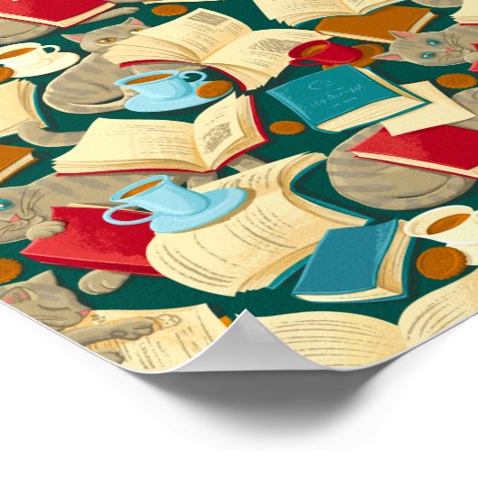 書籍と猫 ポスター (角)