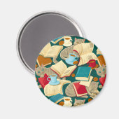 書籍と猫 マグネット (正面/裏面)