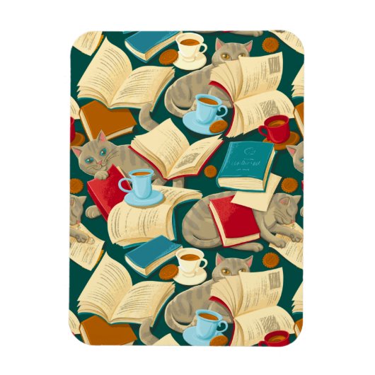 書籍と猫 マグネット (縦)