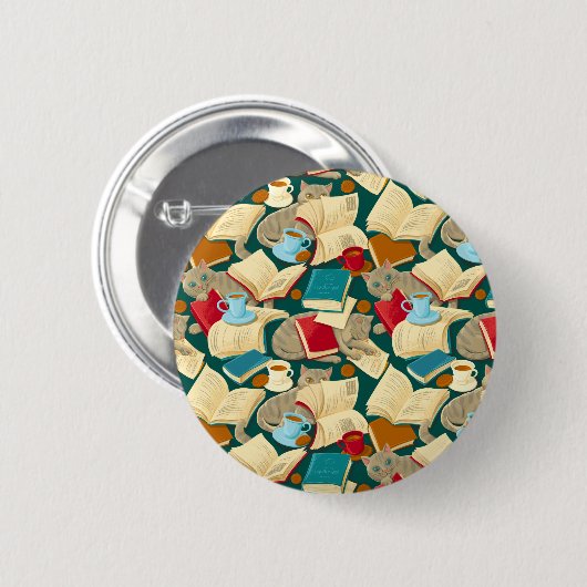 書籍と猫 缶バッジ (正面&裏面)