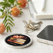 書籍と紅茶ブラック キーホルダー (側面)